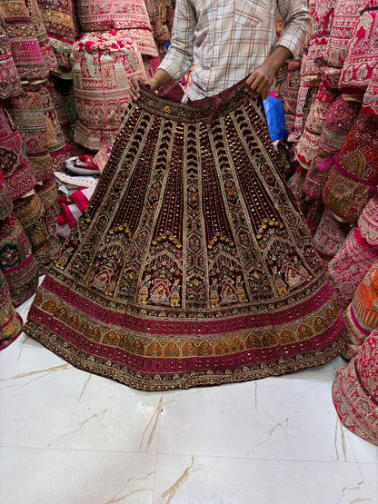 Maroon Doli Barat Bridal Lehenga
