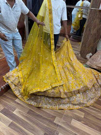 Yellow Haldi Mehendi Designer Lehenga
