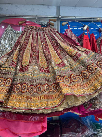 Wow maroon golden bridal lehenga