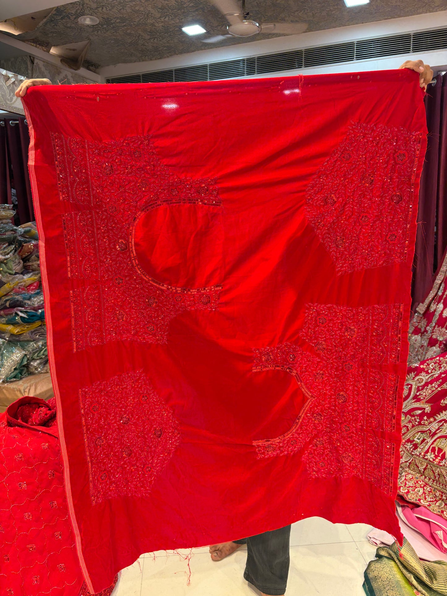 Red On Red Heavy Monotone Lehenga