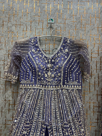 Blue  Long Farshi Garara Indo Western Dress