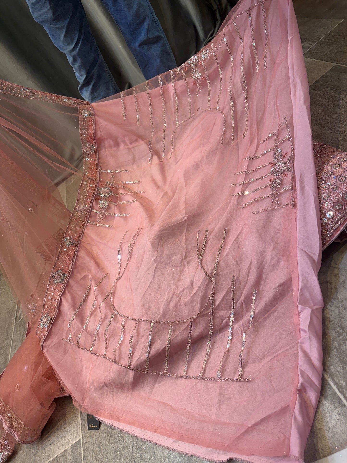 Embellished pink peach Lehenga