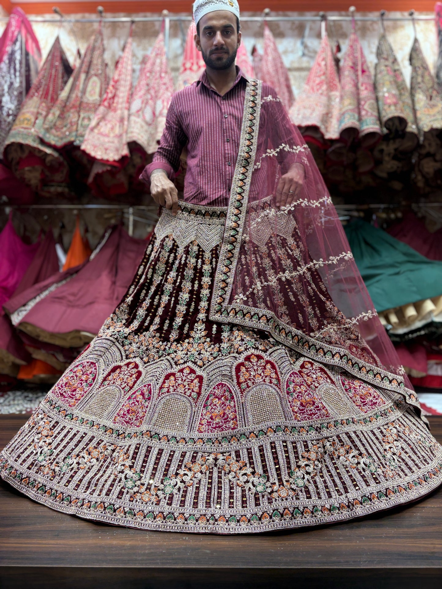 Beautiful maroon bridal Lehenga
