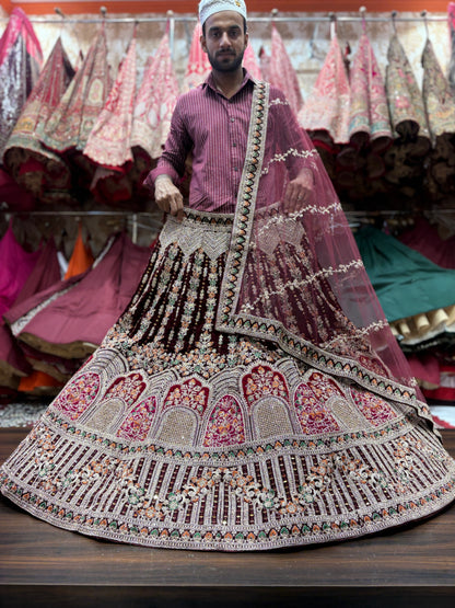 Beautiful maroon bridal Lehenga