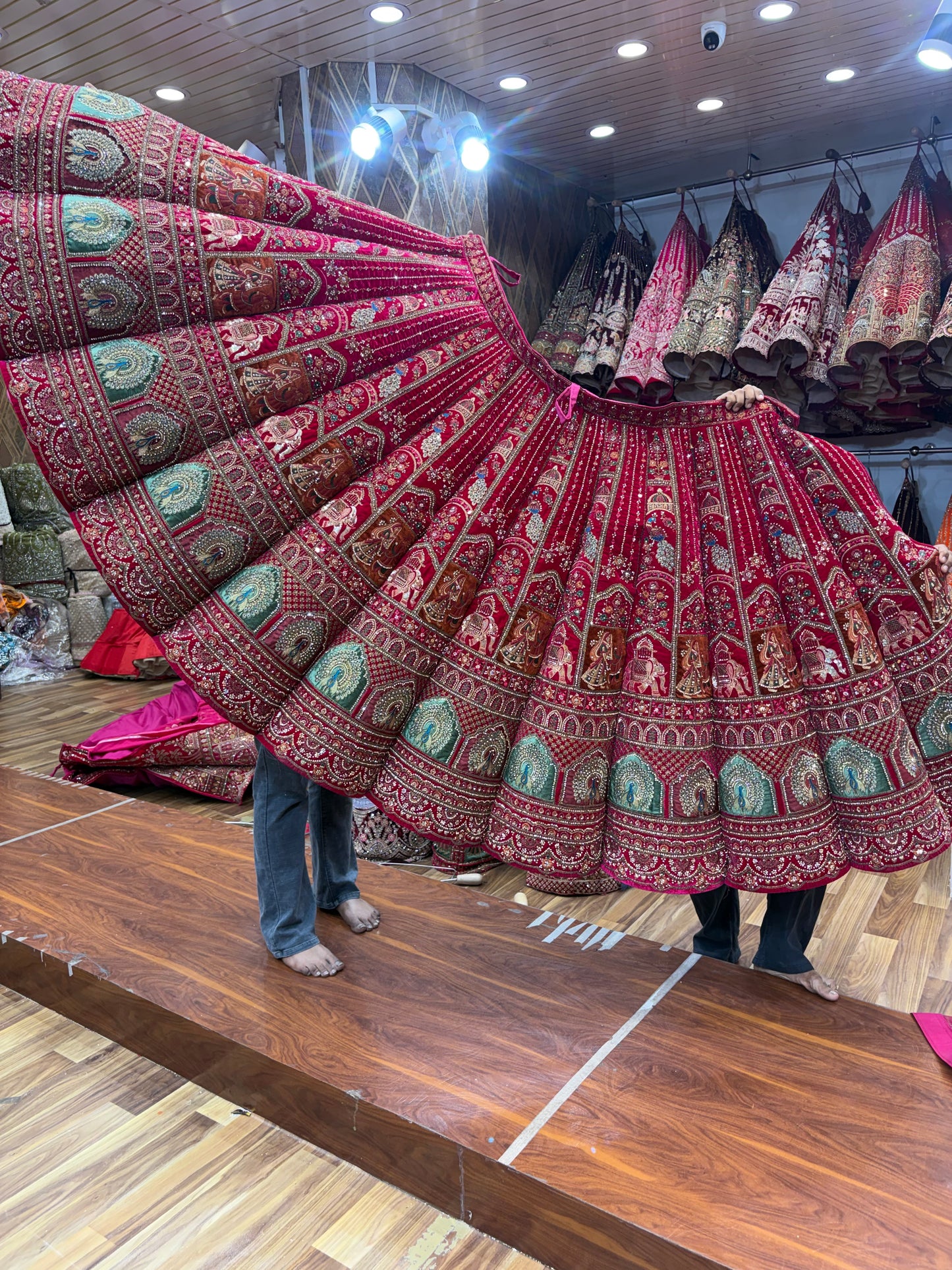 Rani Pink Peacock Ball Bridal Lehenga - Shopping World