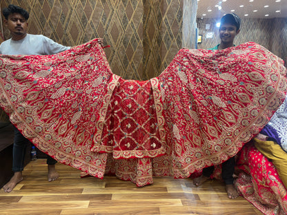 Fabulous Red peacock bridal Lehenga