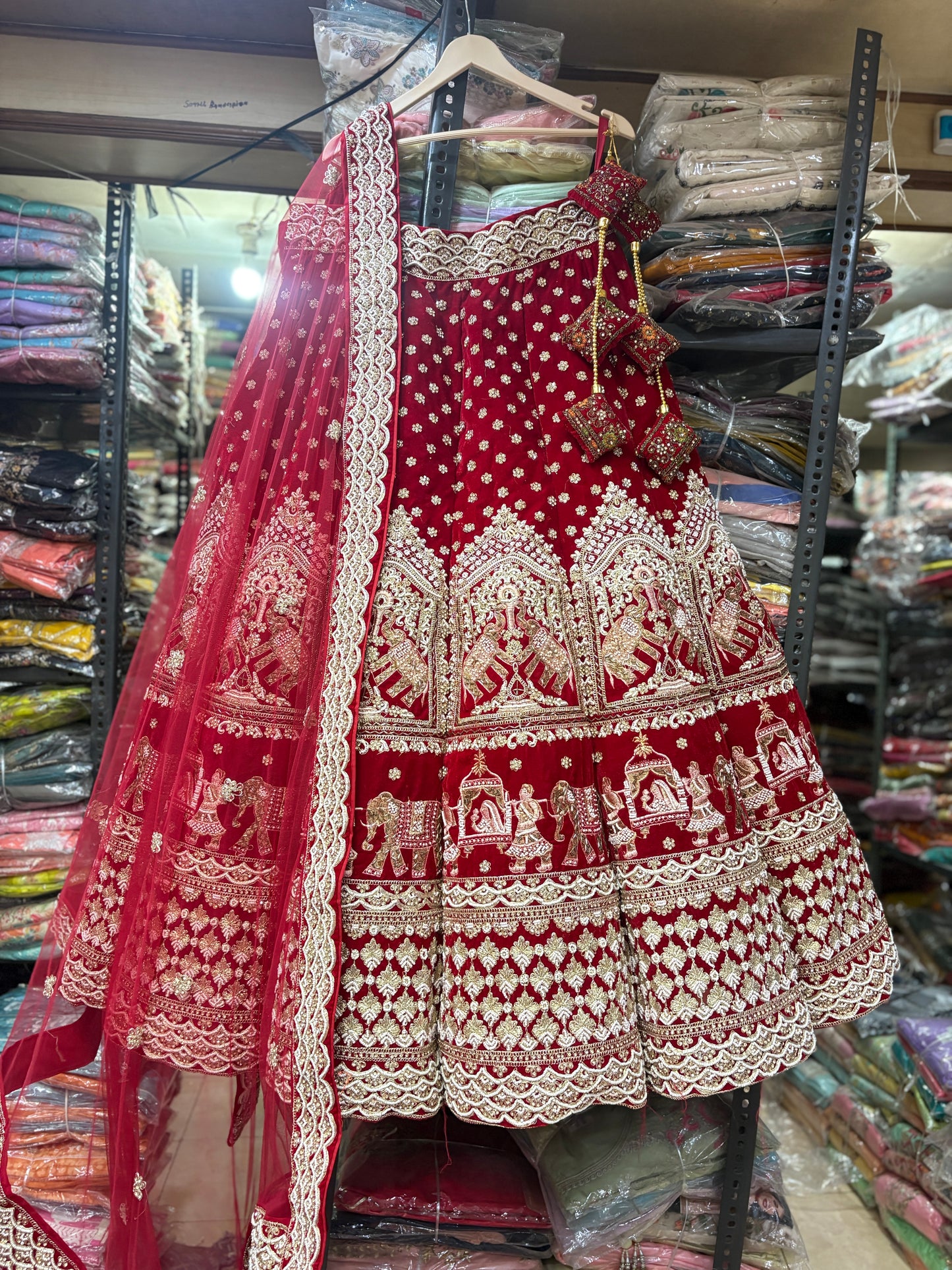 Lavishing red Doli barat ball bridal Lehenga