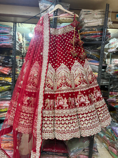 Lavishing red Doli barat ball bridal Lehenga