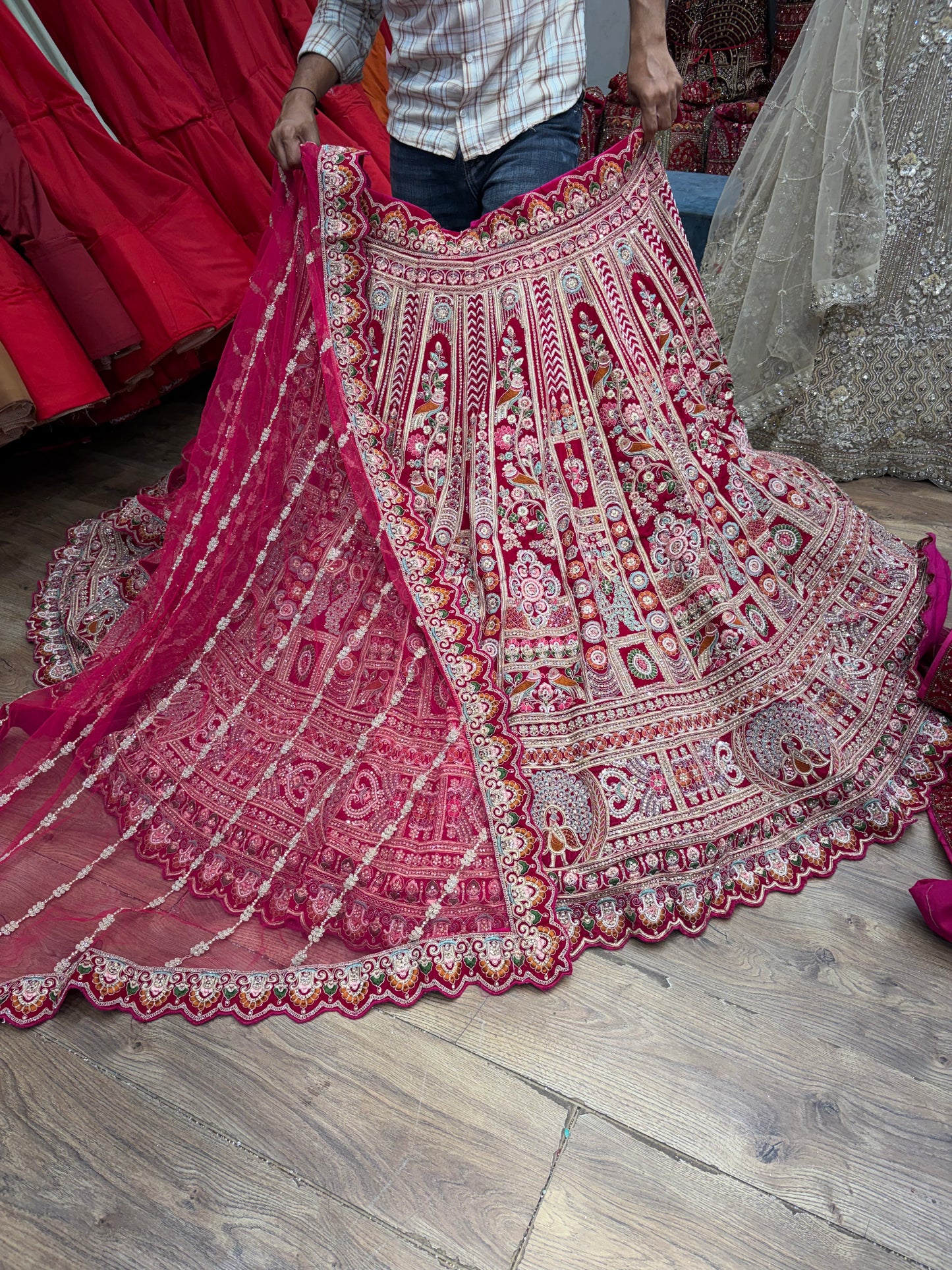 Rani pink Peacock Bridal Lehenga