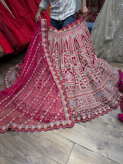 Rani pink Peacock Bridal Lehenga