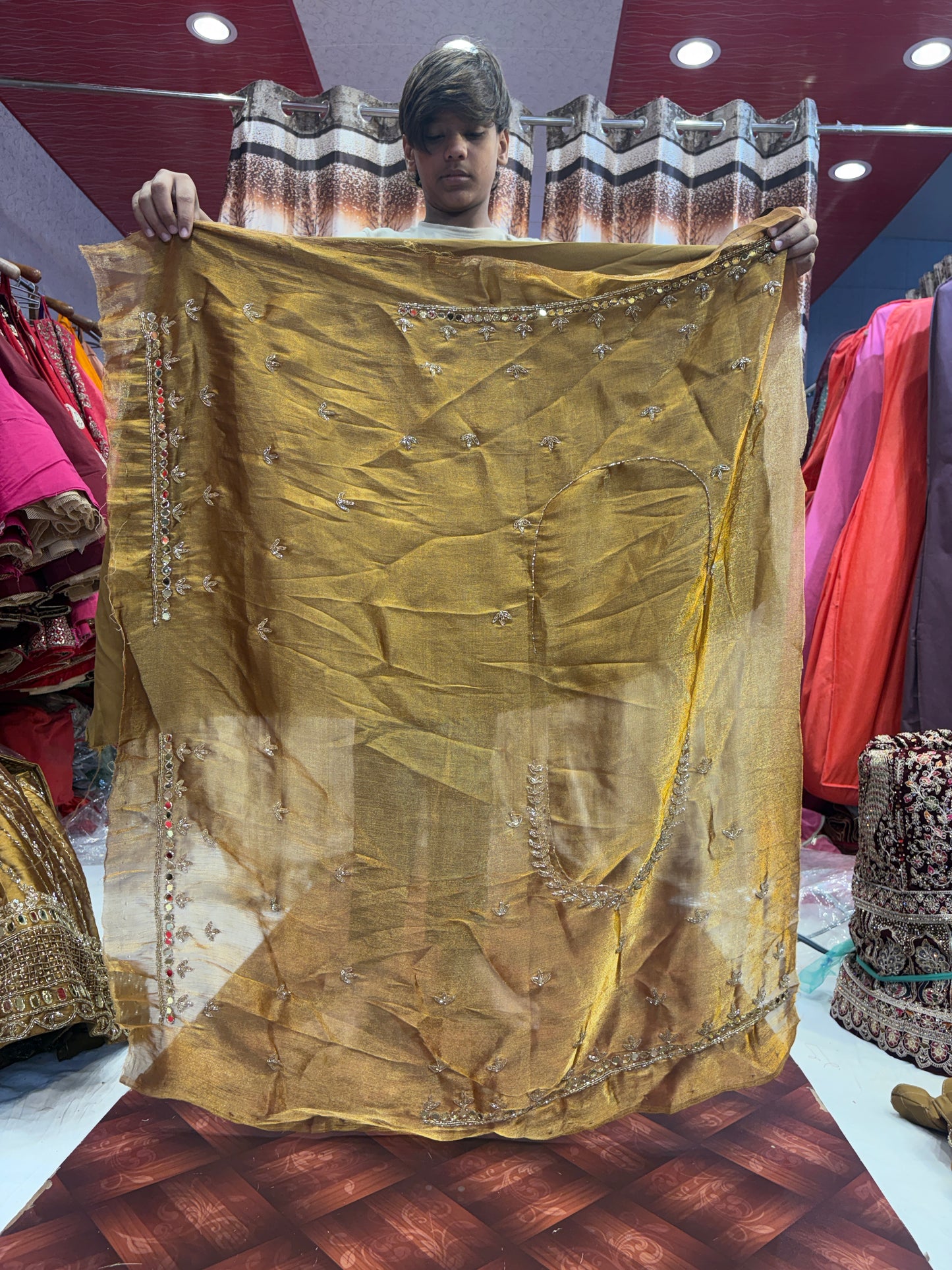 Glamorous golden bridal Lehenga