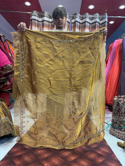 Glamorous golden bridal Lehenga