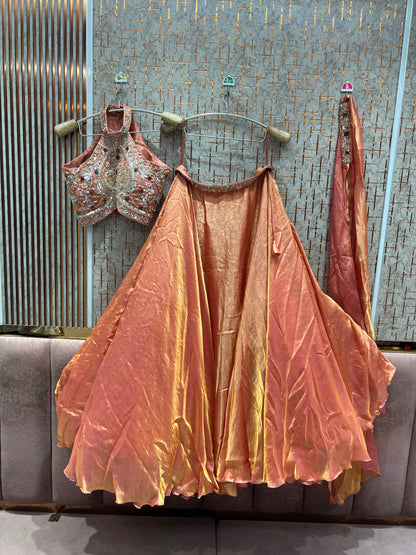 Jewellery Theme Orange Crop Top Lehenga