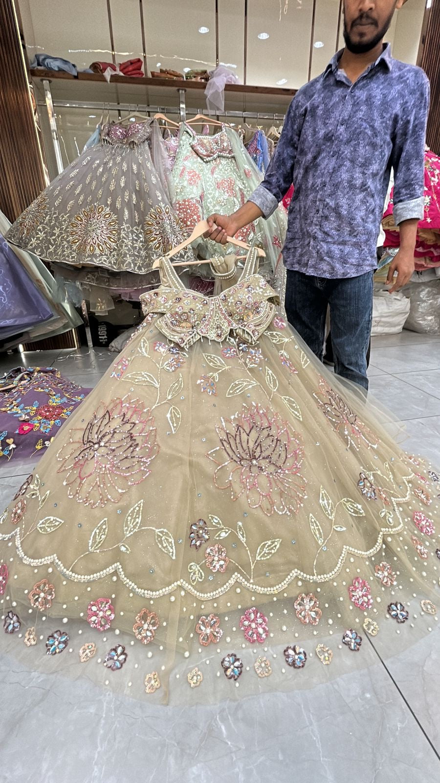 Pdp Golden Crop Top Lehenga