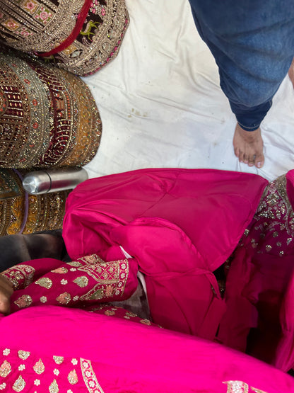 Dark pink handwork bridal Lehenga