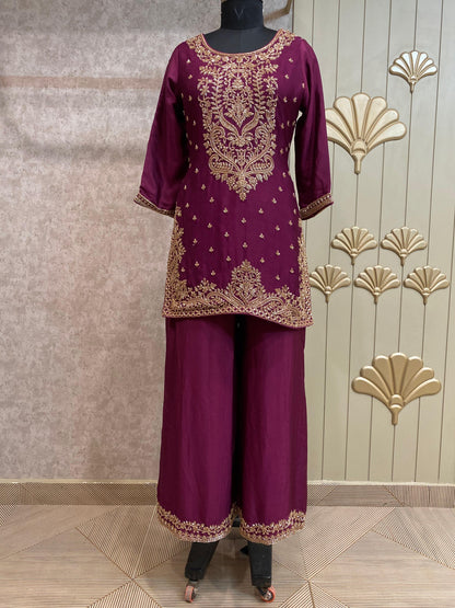 Blue Long Sharara Suit Dress Material