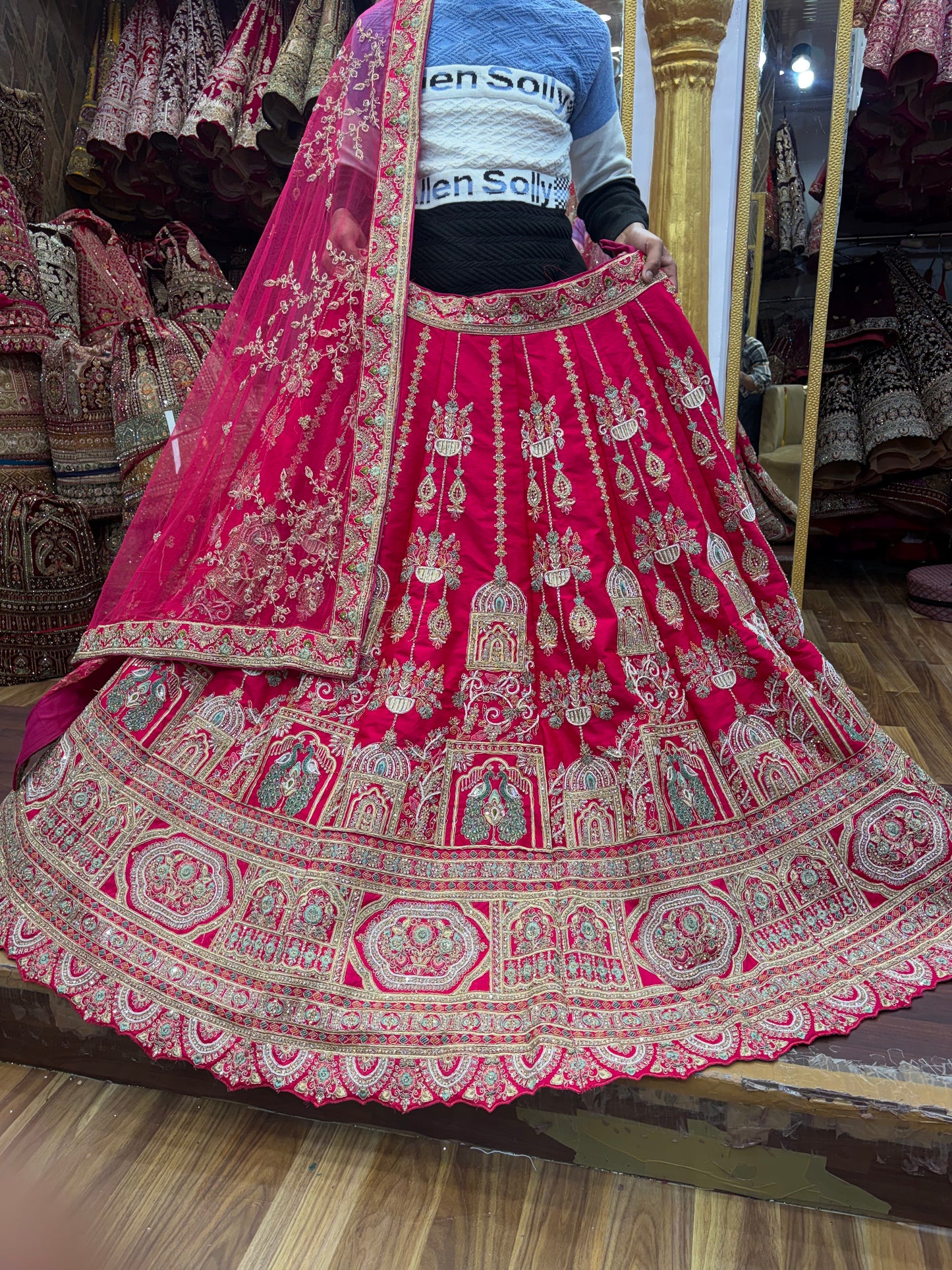 Lovely Rani pink peacock Bridal Lehenga
