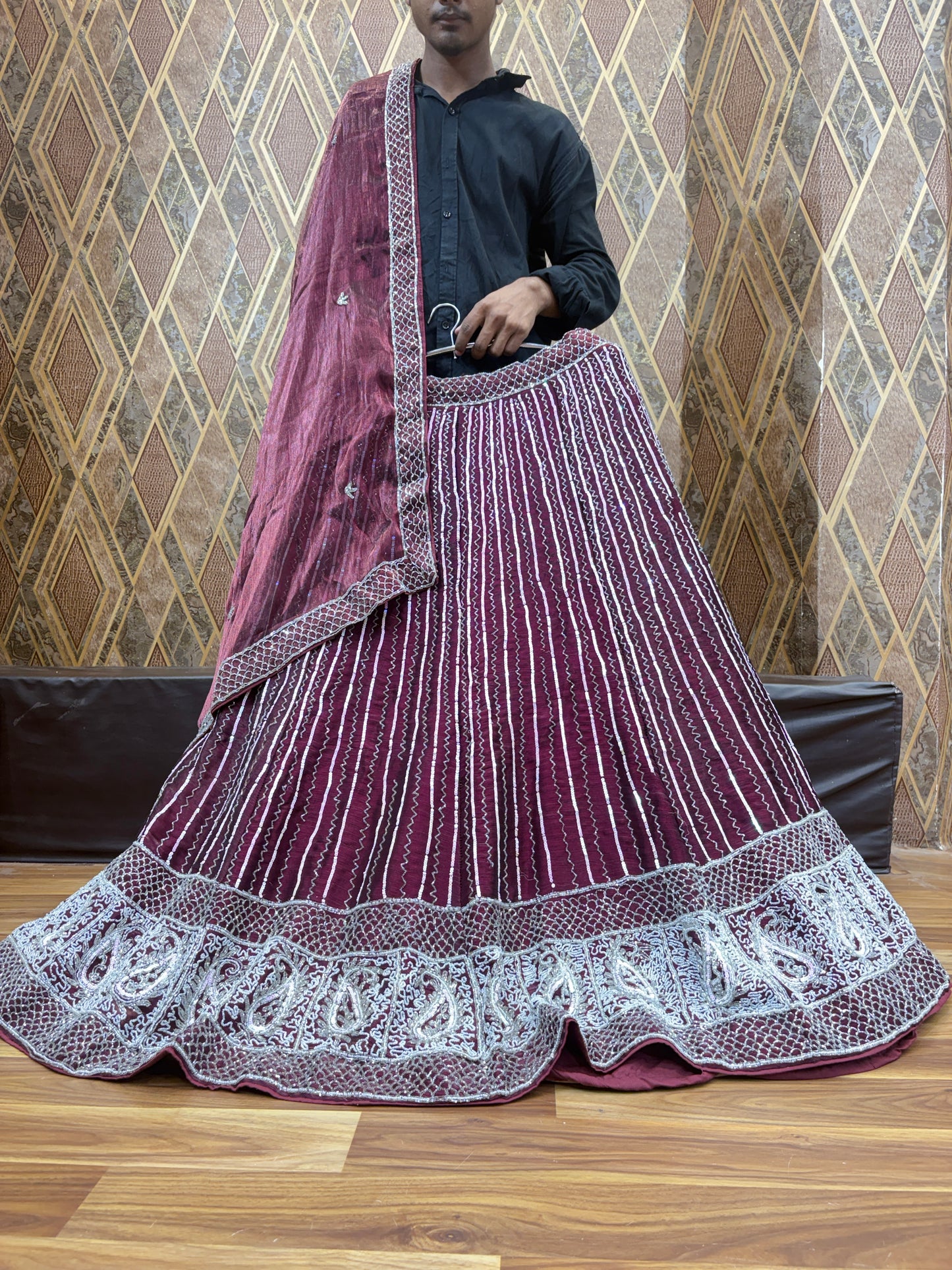 Something different wine purple violet Lehenga