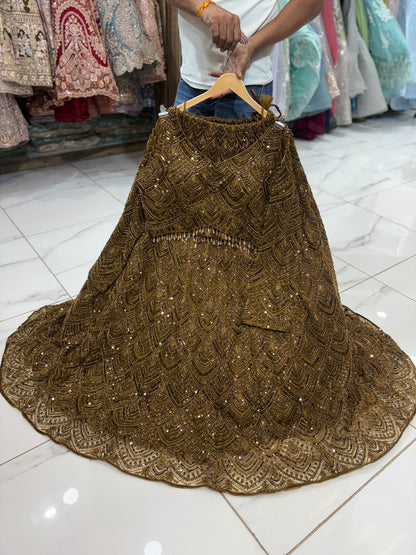 Pleasing golden Crop Top Lehenga