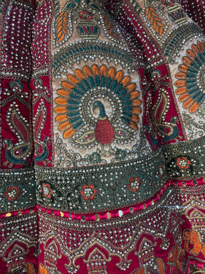 Designer pink peacock Ball bridal Lehenga