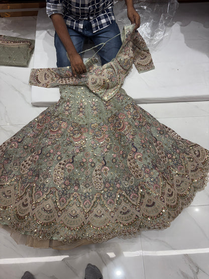 Something different Light pink peacock crop top Lehenga Happy Customer