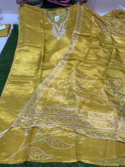 Lovely yellow haldi mehendi Unstitched suit ( free size )