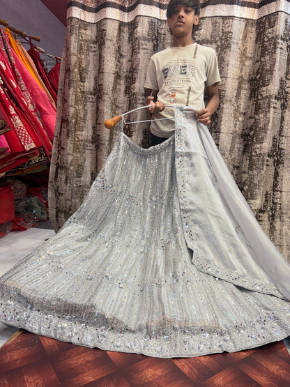 Gorgeous silver grey bridal Lehenga