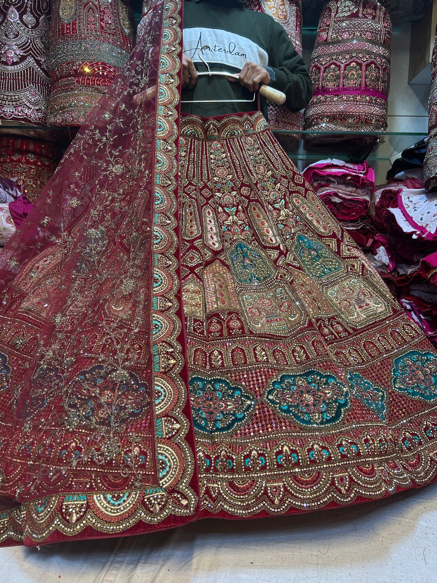 Royal maroon bridal Lehenga happy customer