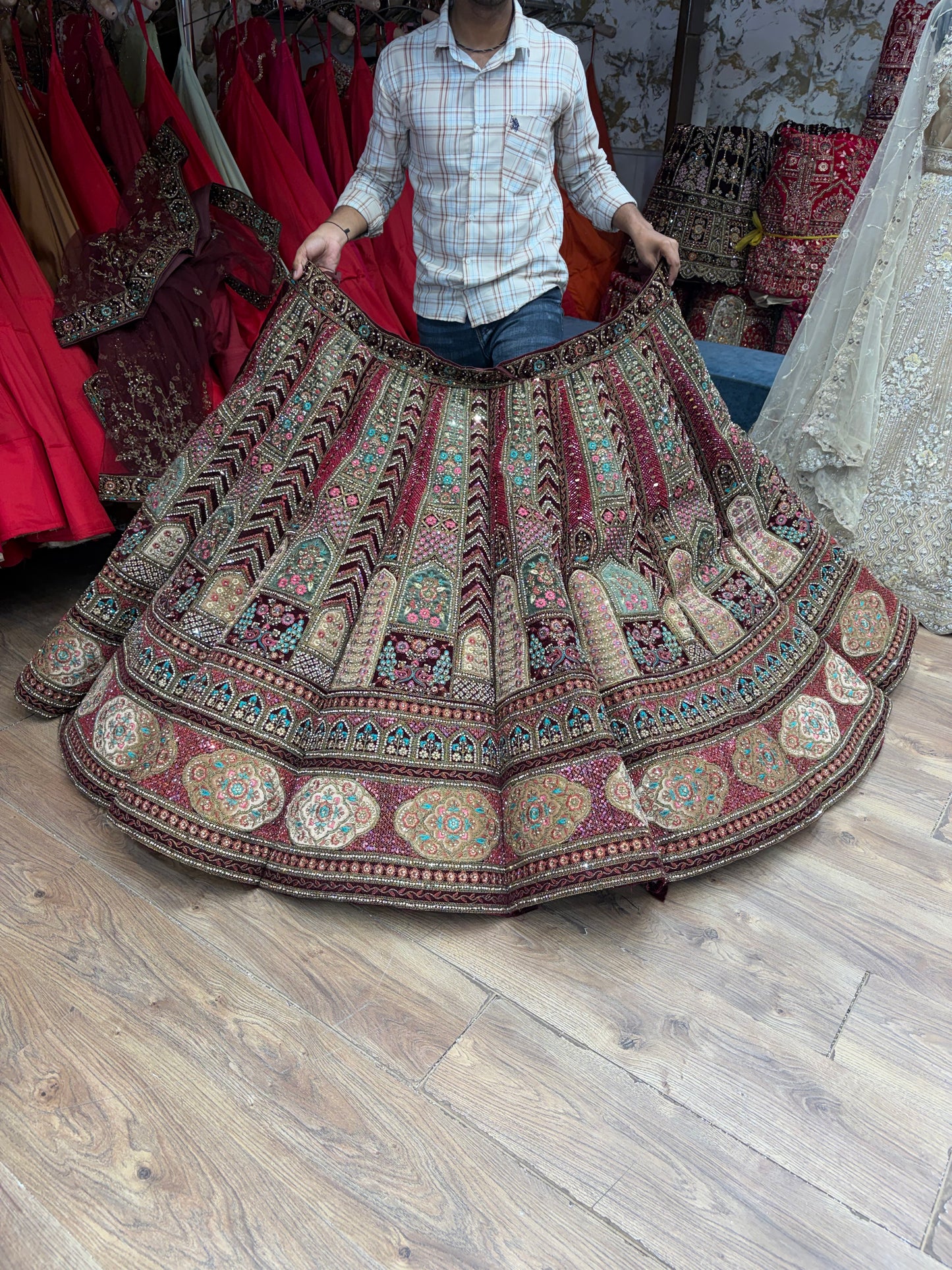 Maroon Ball Bridal Lehenga