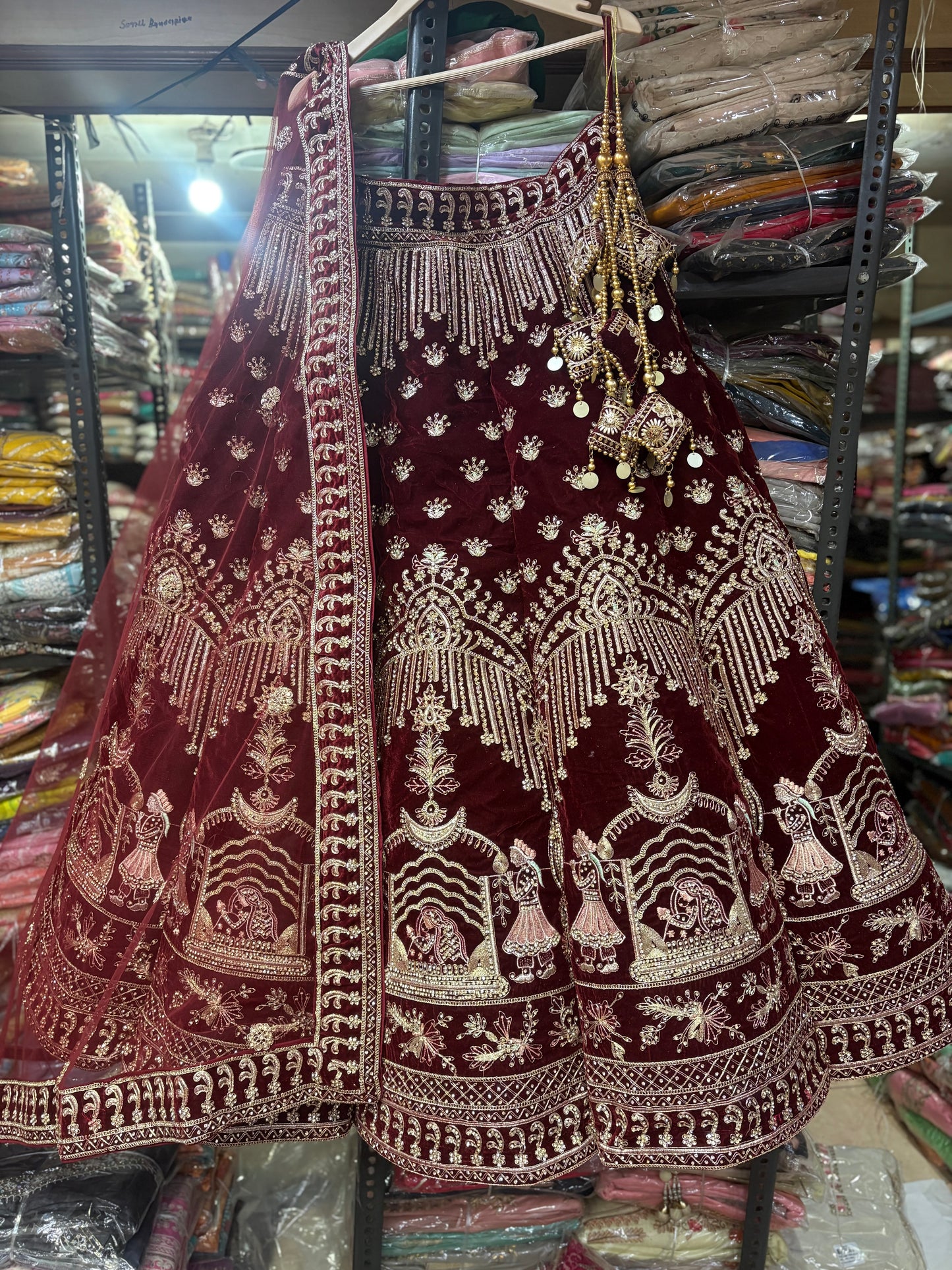 Lovely Maroon Doli Barat Ball bridal Lehenga