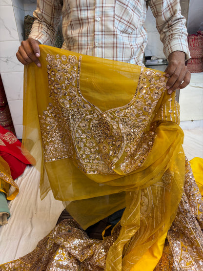 Yellow Haldi Mehendi Designer Lehenga
