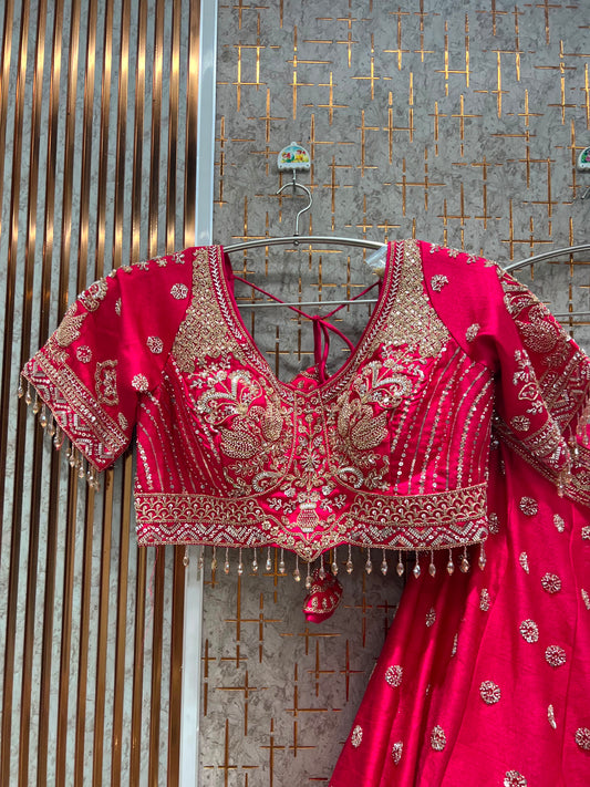 Pink Crop Top Lehenga