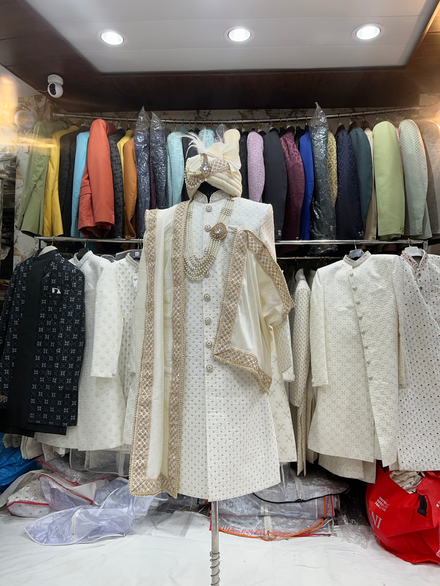 Gorgeous off white sherwani