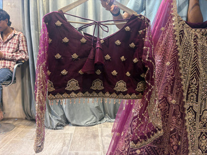 Glamorous Hot pink Crop Top Lehenga