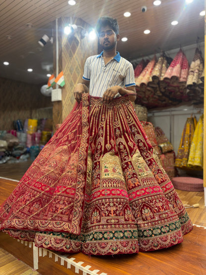 Lovely Maroon Doli Barat Ball Bridal Lehenga