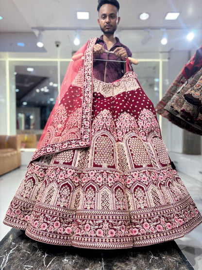 Majestic maroon ball bridal Lehenga