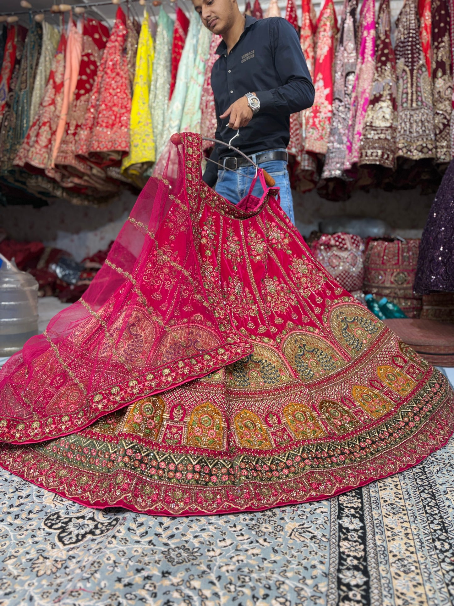 Awesome red peacock bridal Lehenga
