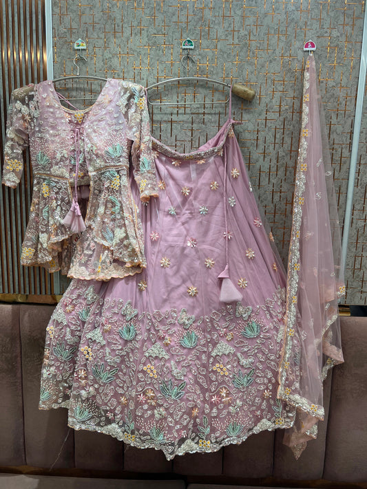 Pink Farshi garara muslim Bride Long Indo Dress