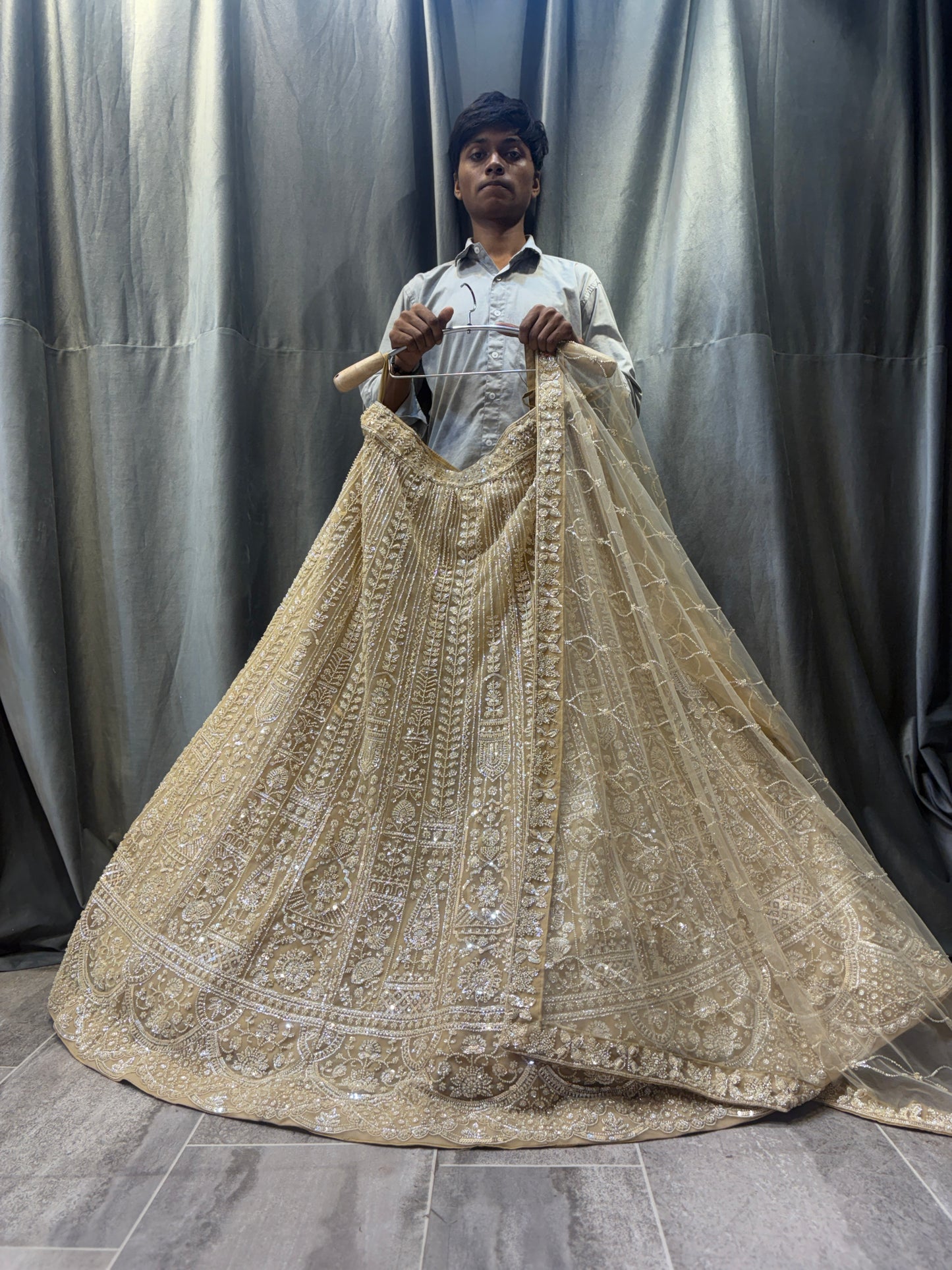 Khoobsurat golden Crop top Lehenga