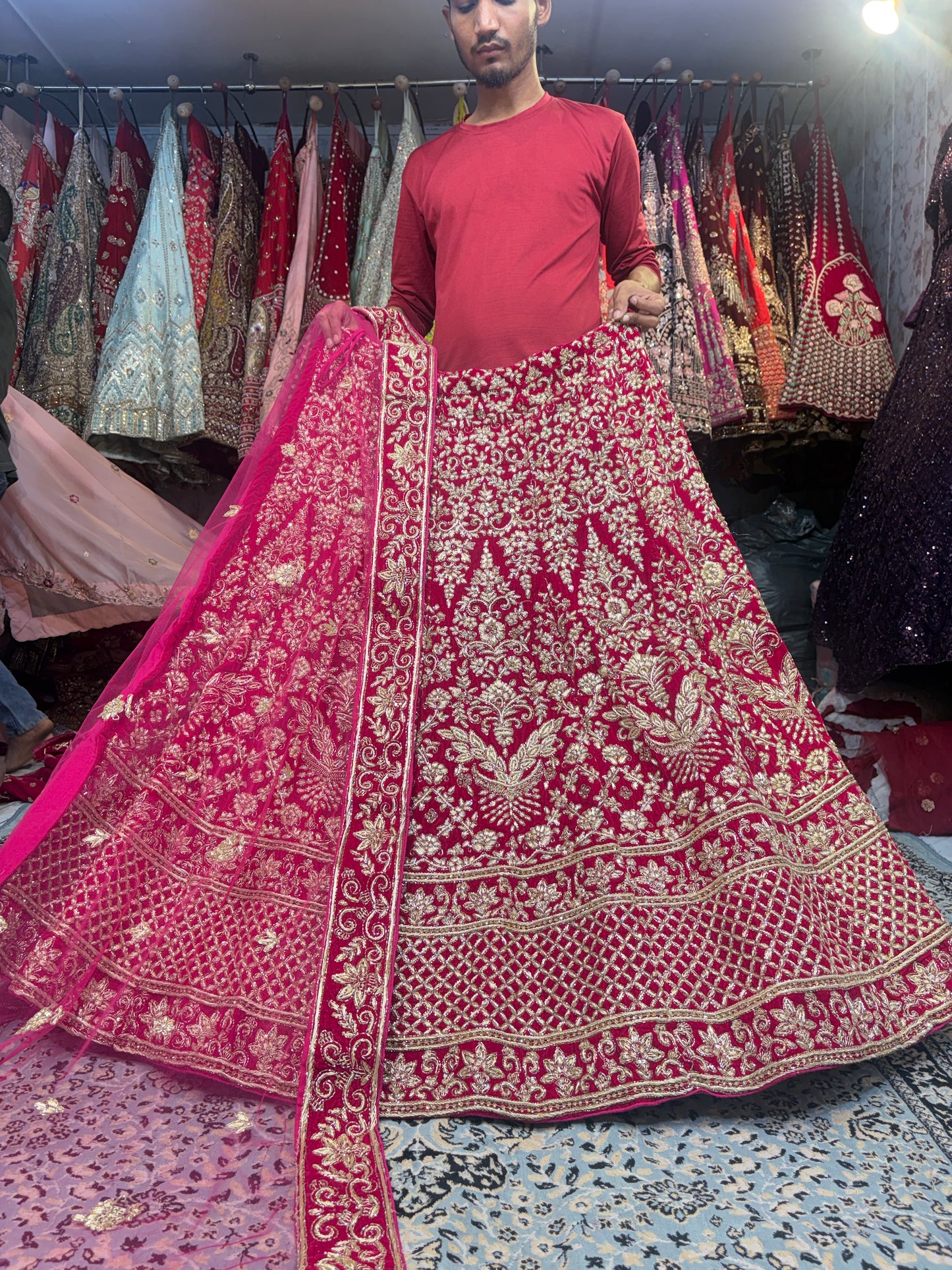 Astonishing red handwork zardozi dabka Lehenga