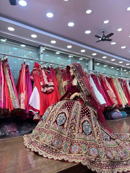 Stunning maroon bridal Lehenga
