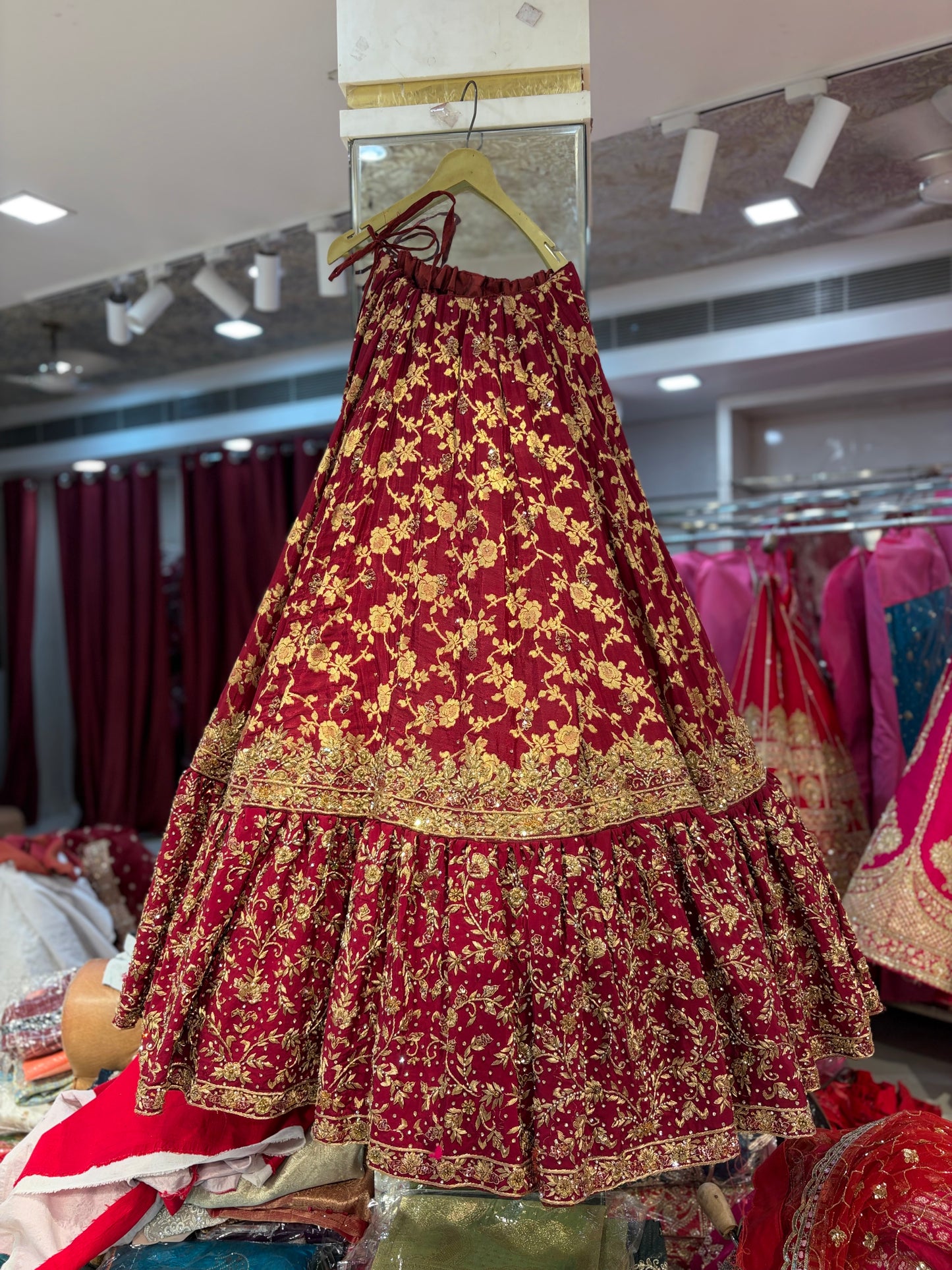 Maroon long peplum Farshi Gaharara Dress Special