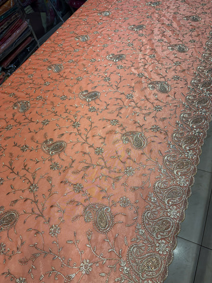 Something different peach saree