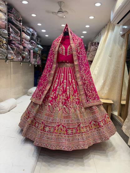 Astonishing Rani pink bridal Lehenga