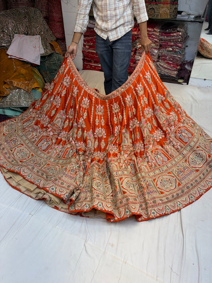 Rust Orange Designer Lehenga