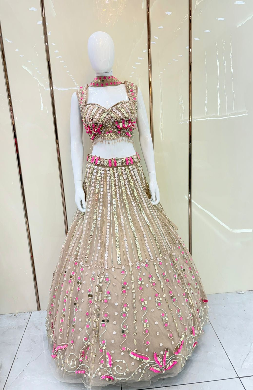 Golden Crop top Lehenga