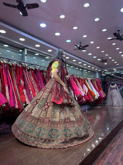 Attractive maroon bridal Lehenga happy customer