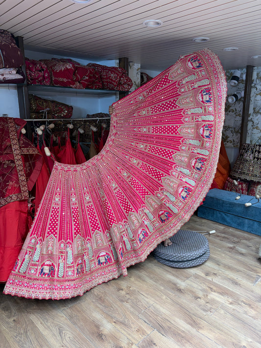 Rani pink peacock Bridal Lehenga