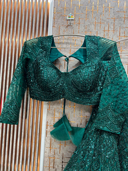 Shipping green Crop top Lehenga