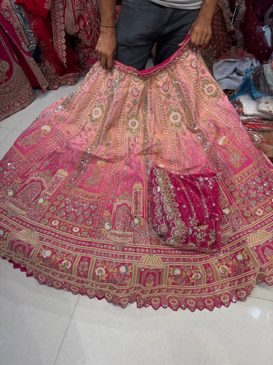 Pink Double Shade Bridal Lehenga